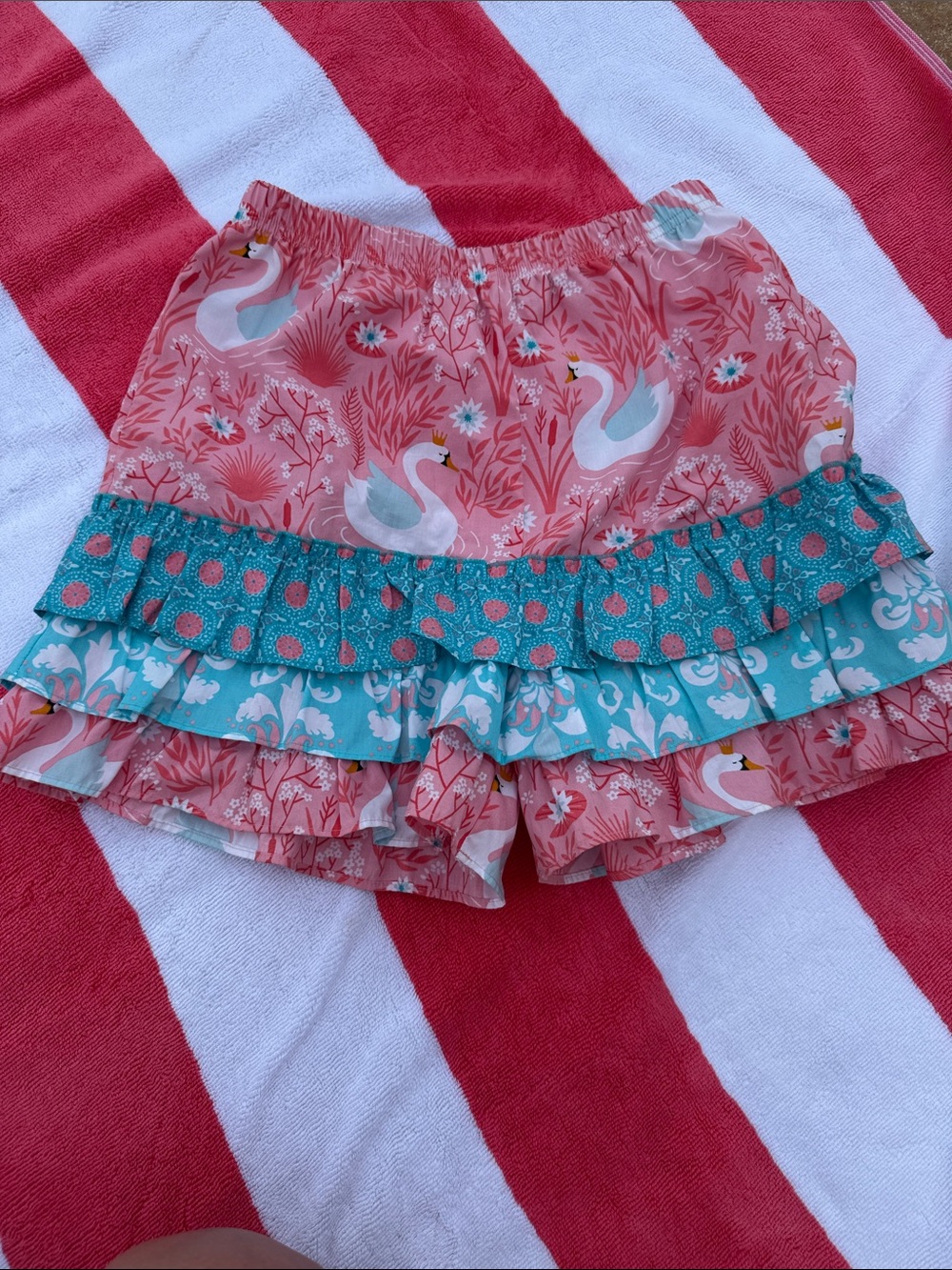 Girls Pink Swan Ruffle Shorts - Brand Unspecified
